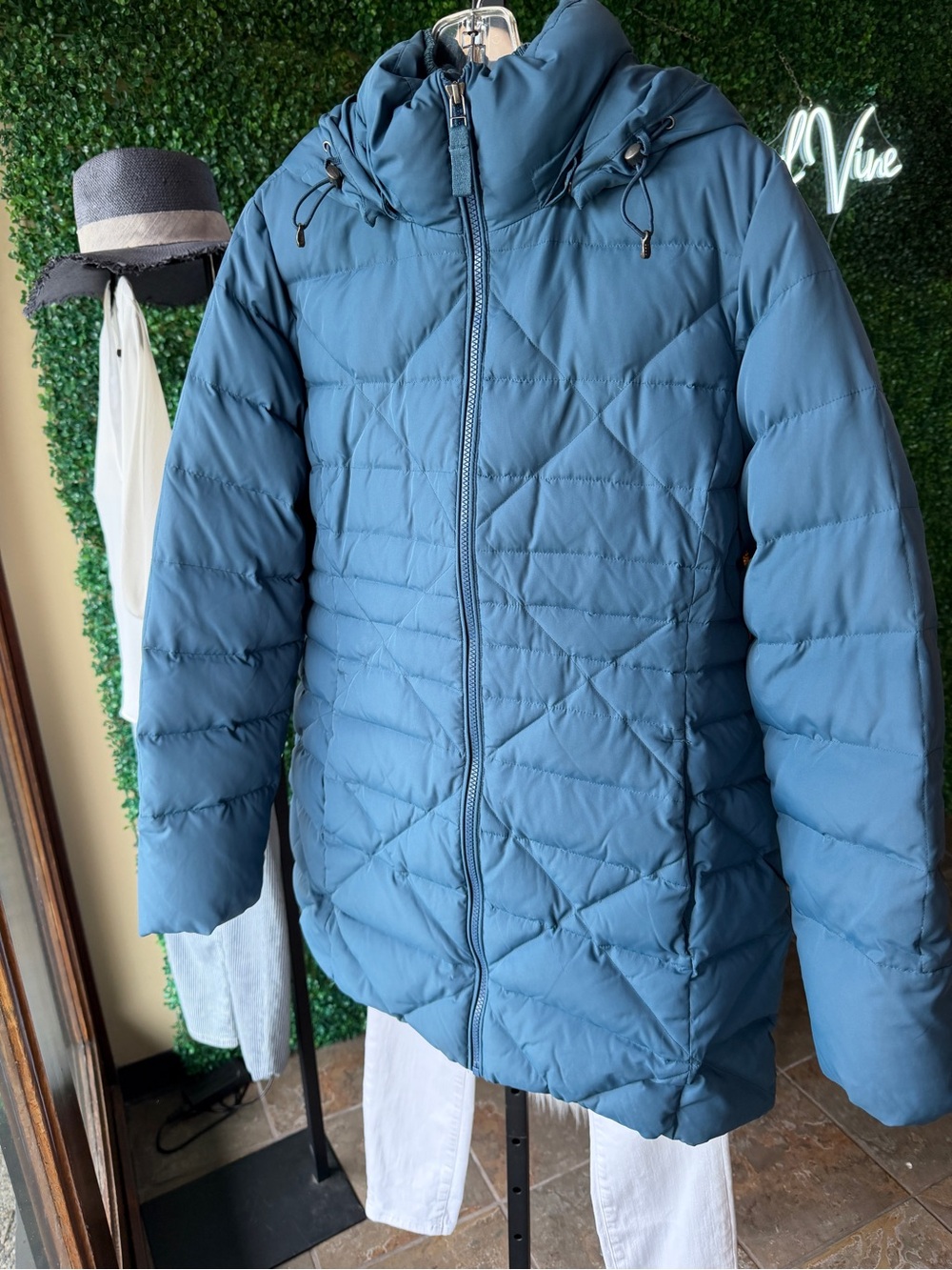 Lands' End Blue Quilted Hooded Puffer Jacket